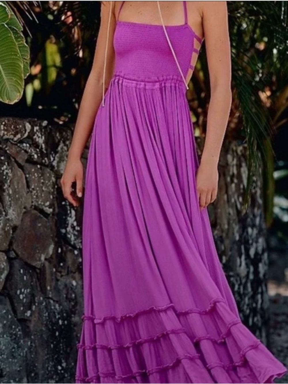 Free People Extratropical Backless Smocked Maxi Dress